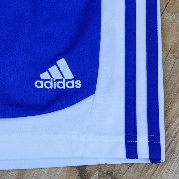 💛Adidas Blue & White ClimaLite Basketball Shorts Medium - Picture 6 of 8